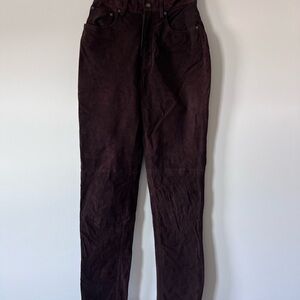 Vintage Exp Jeans By Express Chocolate Brown Genuine Suede Leather Pants 3/4
